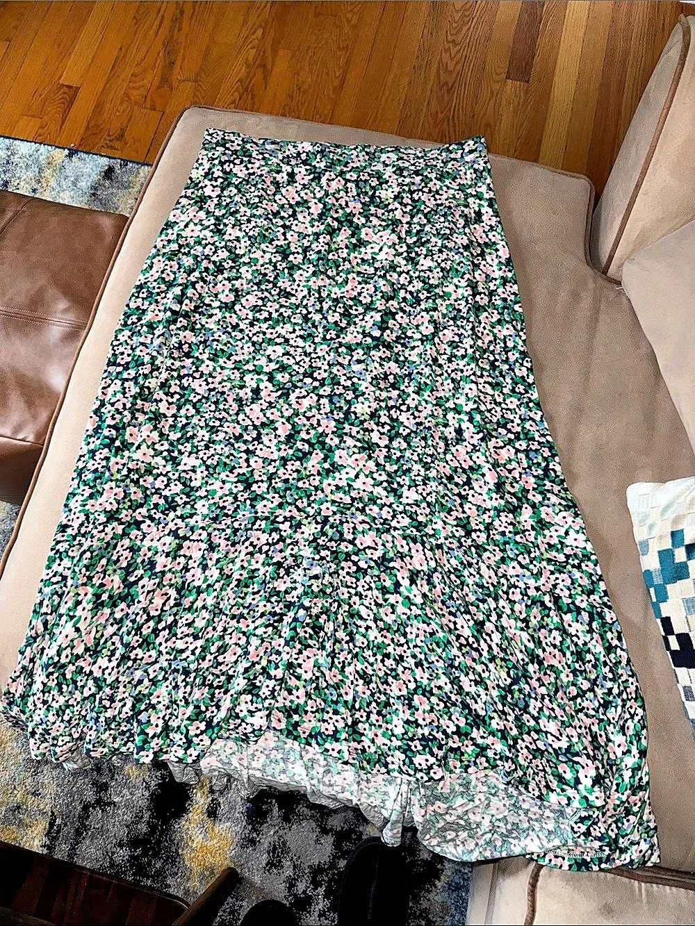 Talbots Floral Maxi Skirt in Green & Pink Size Medium